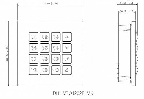 Dahua - VTO4202F-MK - Tastatur Modul, - Code Tastatur Modul - Material: Edelstahl - IP 54, IK07