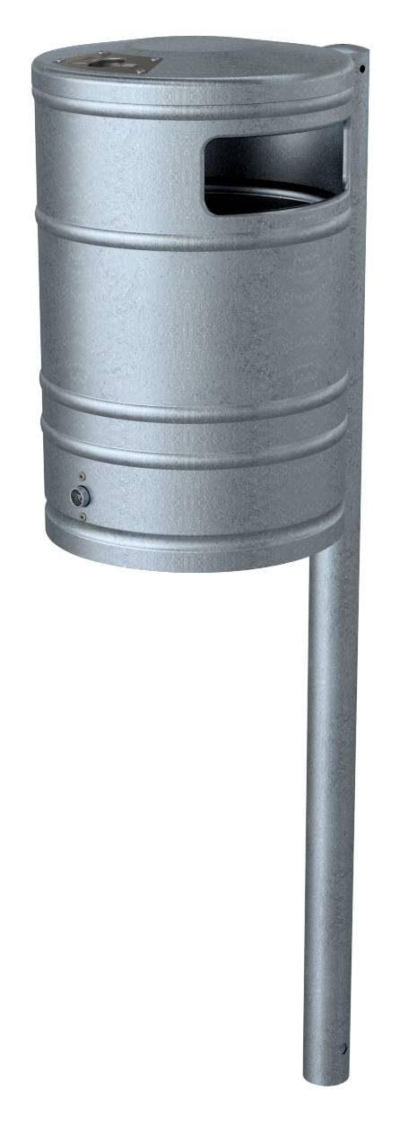 Schake Abfallbehälter, mit Ascher, 40 Liter | Abfallbehälter: mit Standpfosten, Ø 60 mm x 1300 mm