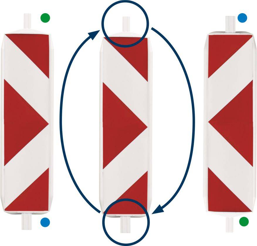 Wendebake 60/60, Schraffen- und Pfeilfolie