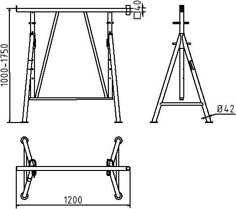Schake Faltgerüstbock Compakt S 1200, Breite 1,20 m, Tragkraft 1500 kg, braun lackiert | Größe: Gr.