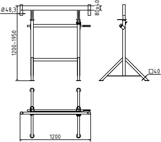 Schake Kurbel-Gerüstbock K1200, Breite 1,20 m, 2 Varianten, Tragkraft 1600 kg | Ausführung: verzinkt
