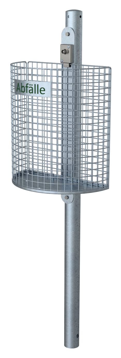 Schake 4127 Abfallbehälter Nierenform feuerverzinkt mit Standpfosten Ø60x1300mm