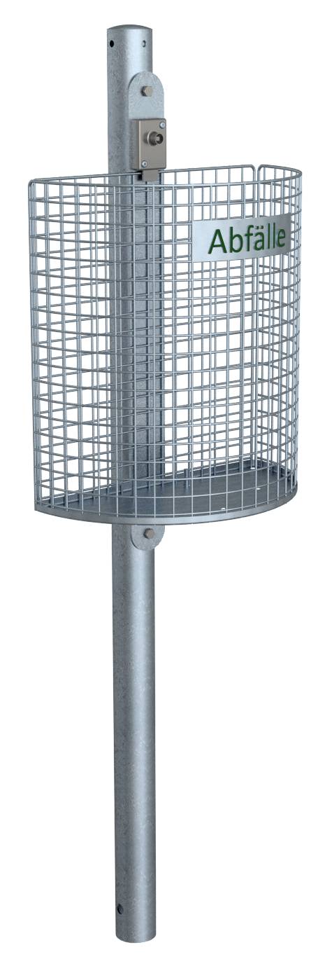 Schake 4127 Abfallbehälter Nierenform feuerverzinkt mit Standpfosten Ø60x1300mm