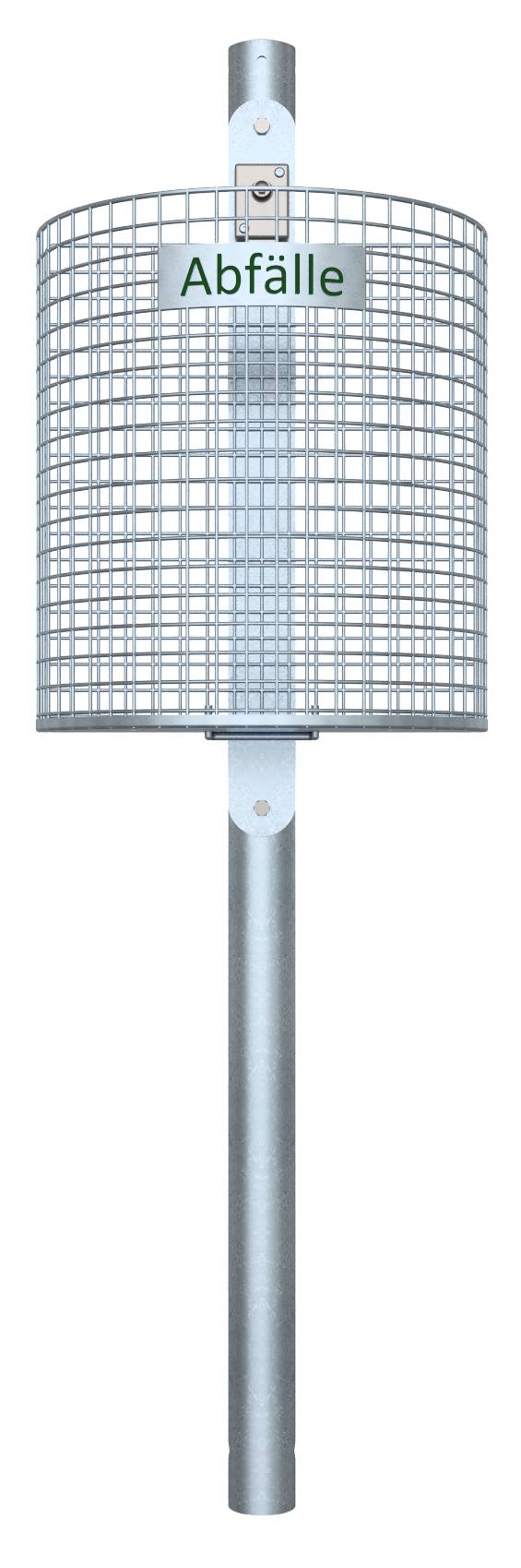 Schake 4127 Abfallbehälter Nierenform feuerverzinkt mit Standpfosten Ø60x1300mm