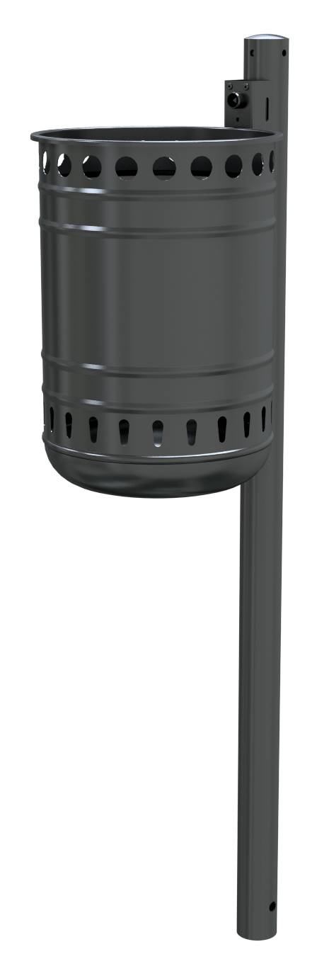 Schake Abfallbehälter, 35 Liter | Abfallbehälter: mit Standpfosten, beschichtet, Ø 60 mm x 1300 mm