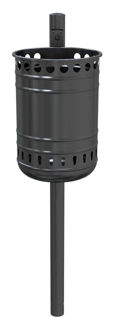 Schake Abfallbehälter, 35 Liter | Abfallbehälter: mit Standpfosten, beschichtet, Ø 60 mm x 1300 mm