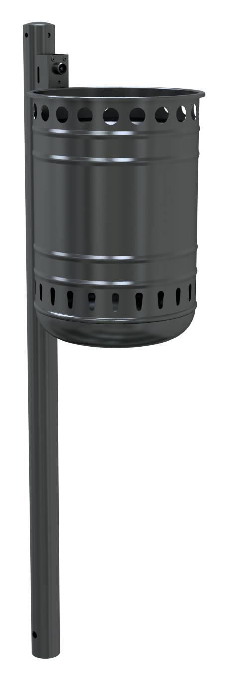 Schake Abfallbehälter, 35 Liter | Abfallbehälter: mit Standpfosten, beschichtet, Ø 60 mm x 1300 mm