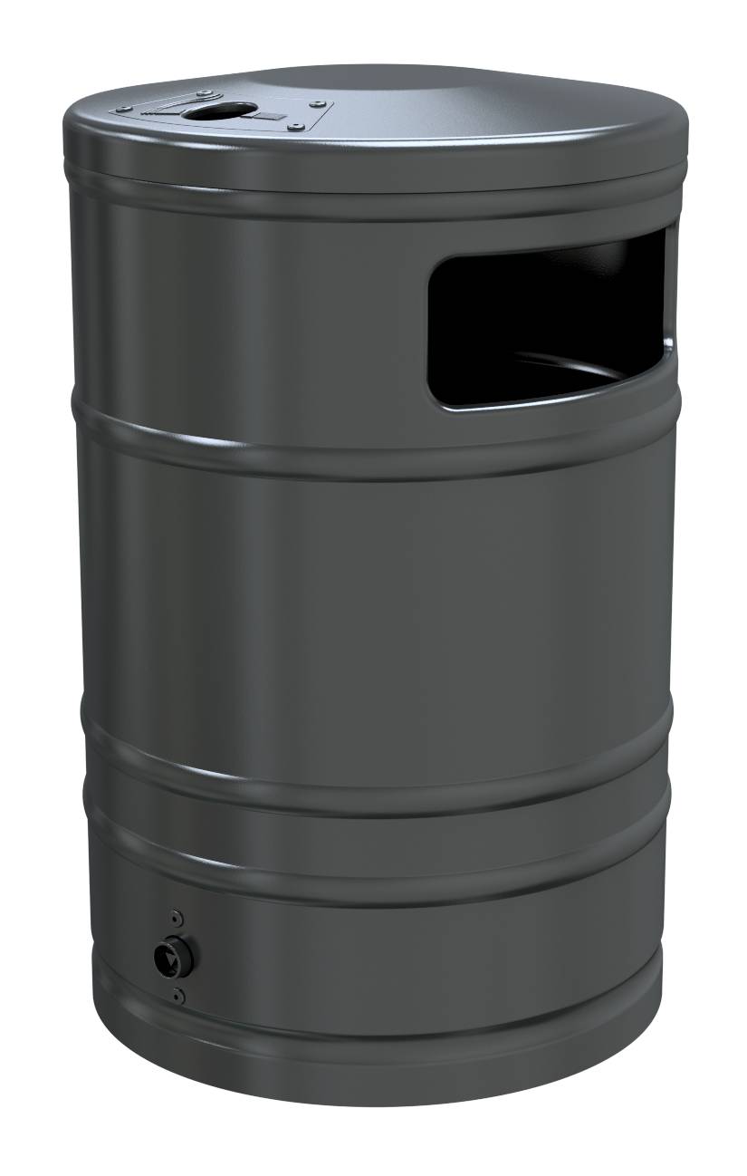 Schake Abfallbehälter, mit Ascher, 40 Liter | Abfallbehälter: ohne Standpfosten, feuerverzinkt u. be