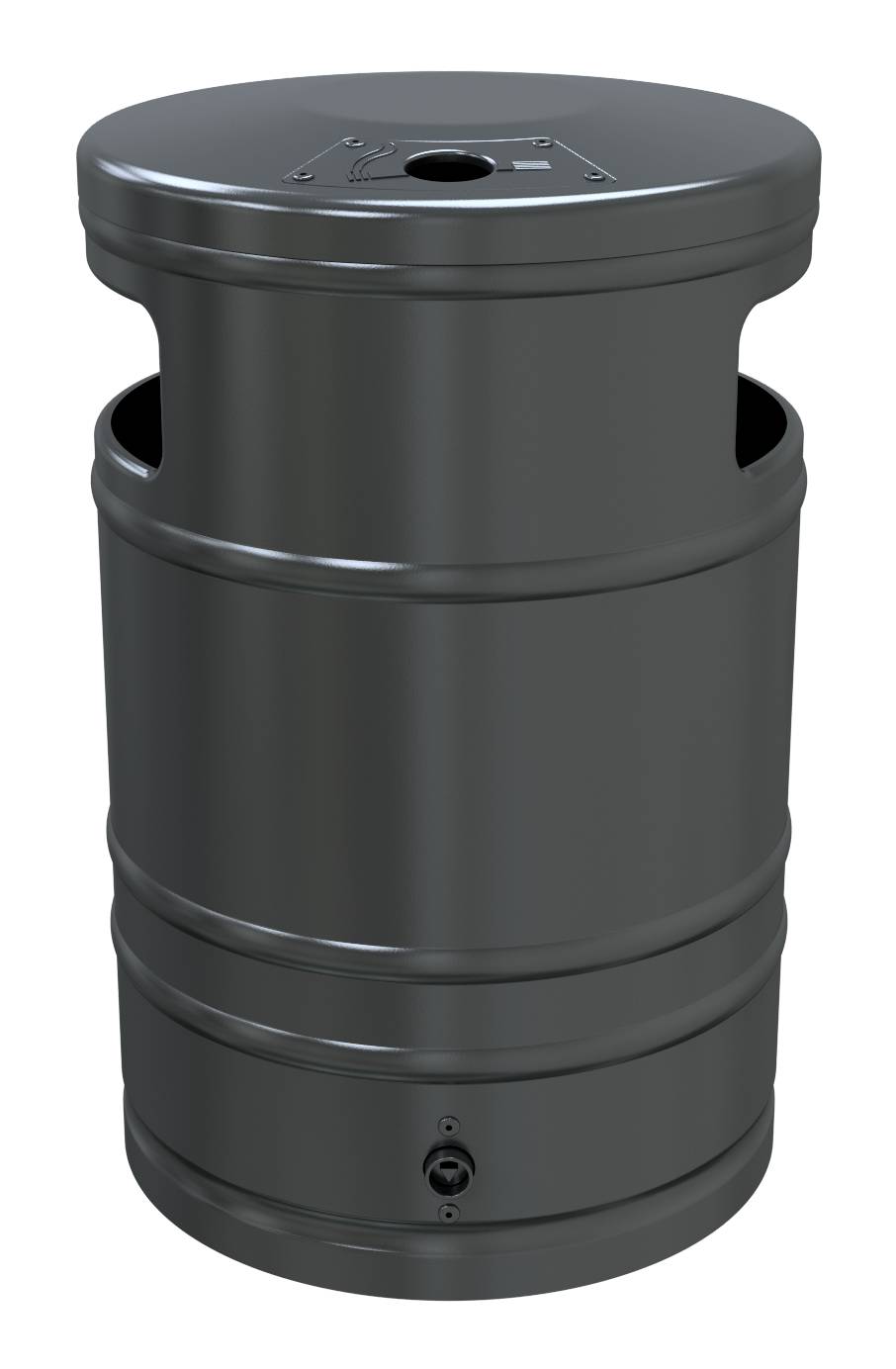 Schake Abfallbehälter, mit Ascher, 40 Liter | Abfallbehälter: ohne Standpfosten, feuerverzinkt u. be