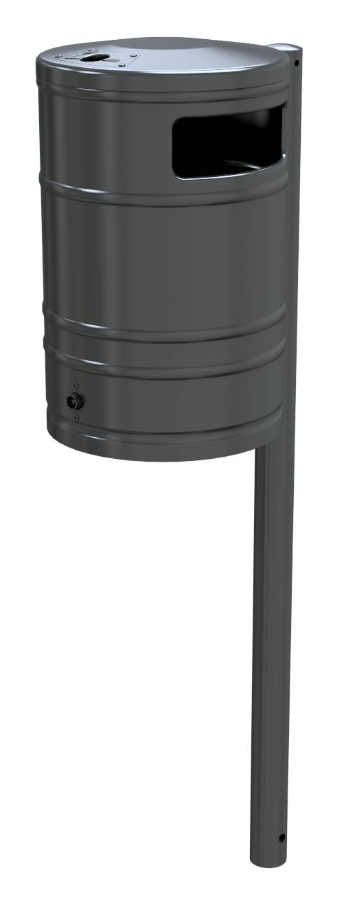 Schake Abfallbehälter, mit Ascher, 40 Liter | Abfallbehälter: mit Standpfosten, beschichtet, Ø 60 mm