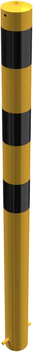 Schake 489BG Absperrpfosten Stahlrohr Ø 89 x 2,9 mm gelb / schwarz ortsfest, zum Einbetonieren<br><br>mit Erdanker ohne Öse