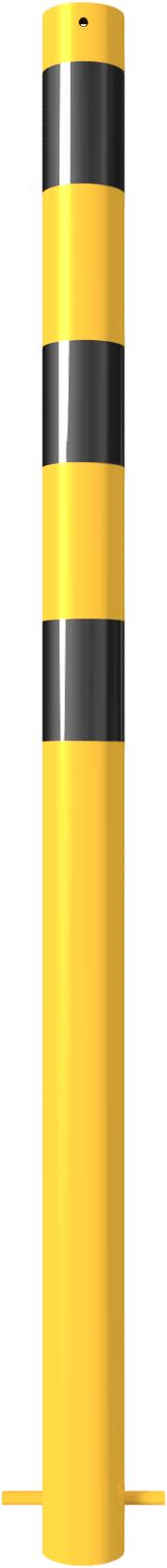 Schake 476BG Absperrpfosten Stahlrohr Ø 76 x 2,6 mm gelb / schwarz ortsfest, zum Einbetonieren<br><br>mit Erdanker ohne Öse