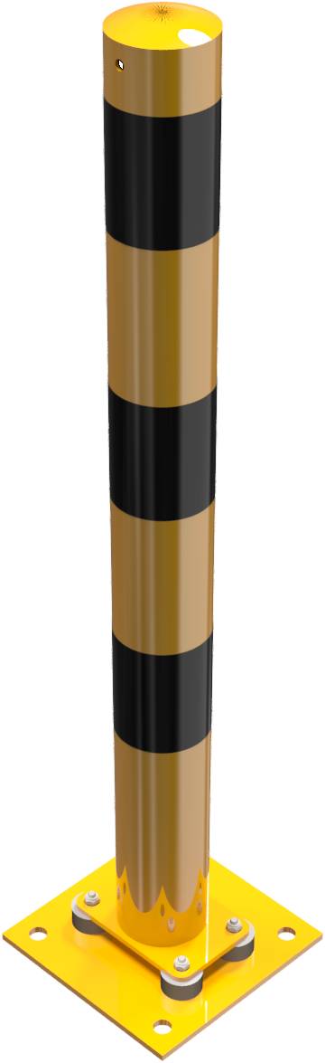 Schake 489NPBG Absperrpfosten Stahlrohr Ø 89 x 2,9 mm allseitig neigbar gelb / schwarz ohne Öse