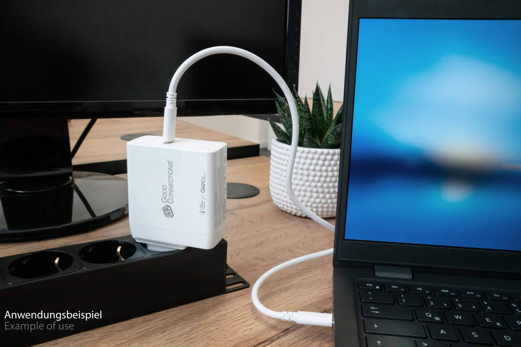 USB-Schnellladegerät 140W mit GaN-Technologie, 1-Port (USB-C™), PD 3.1, QC 5, PPS, inkl. 1,2m Ladekabel, weiß