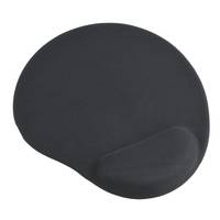 Schwarze ergonomische Gel-Handgelenkstütze mit abgerundeter Form und erhöhtem Stützpolster.
