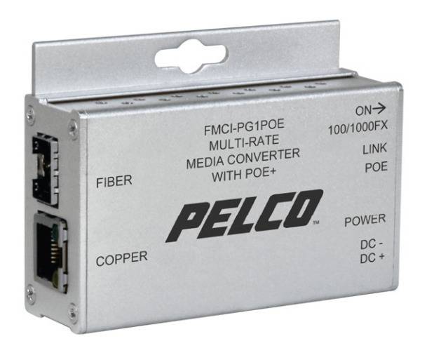 Pelco Pelco FMCI-PG1POE, 1000Mbps Media Converter, Power Over Ethernet