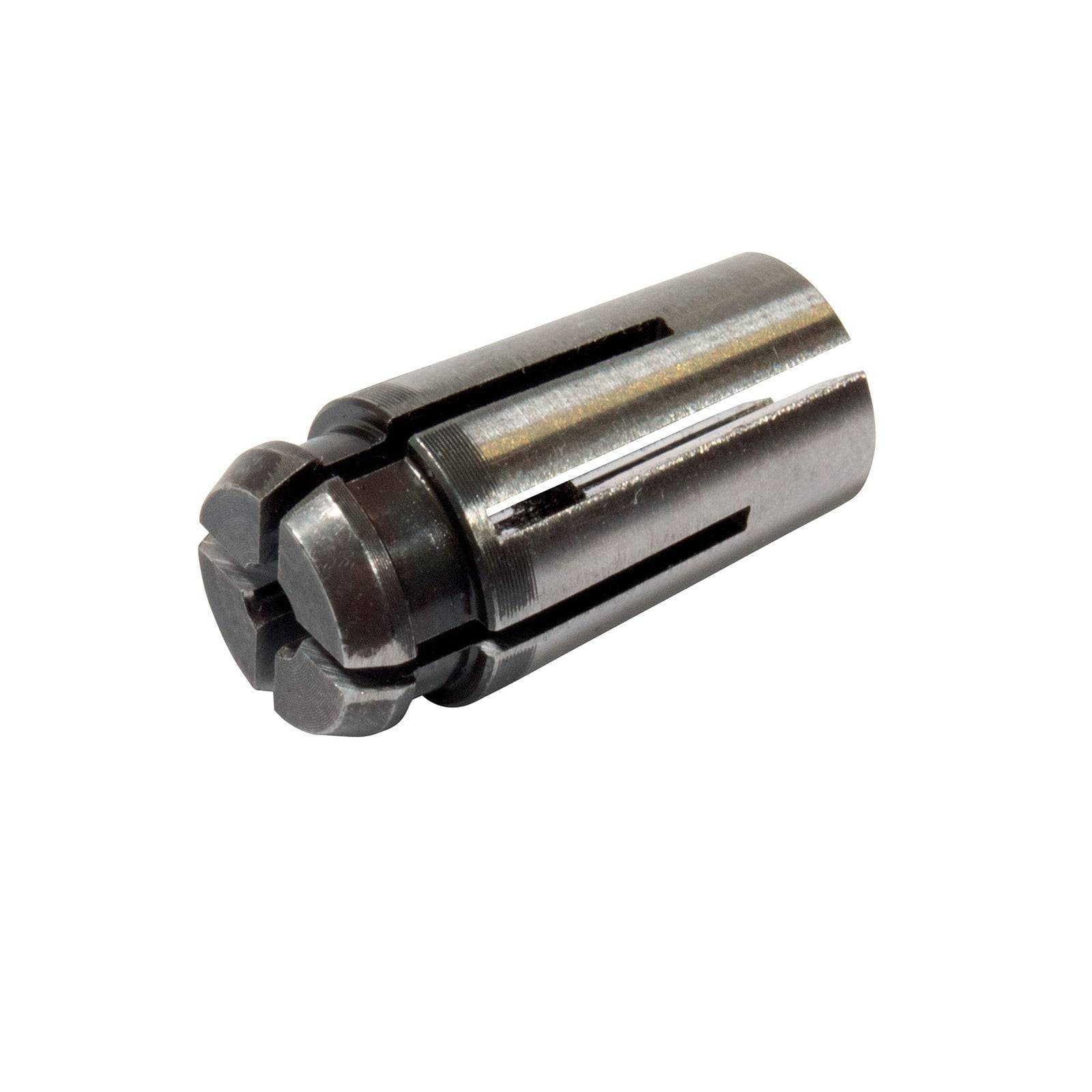 Eine Metallzange mit mehreren Schlitzen und zylindrischer Form, die zum Spannen und Halten von Werkzeugen oder Werkstücken während der Bearbeitung verwendet wird.