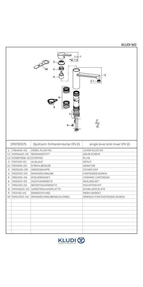 Kludi Spültisch-Einhandmischer M2 DN 15 chrom