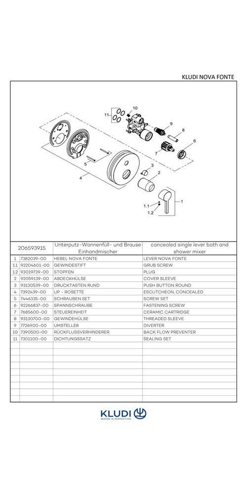 Kludi WF u Br.-EHM NOVA FONTE PURISTIC UP mattschwarz