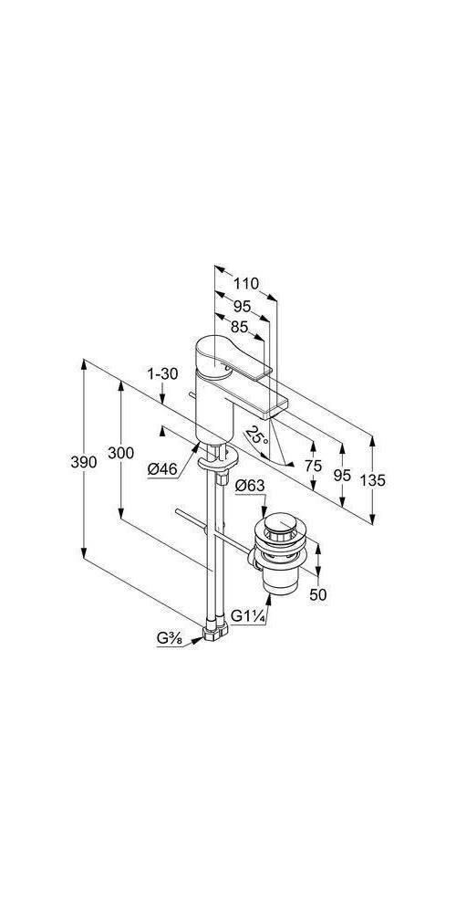 Kludi Waschtisch-Einhandmischer ZENTA SL EcoPlus m AG 75mm mattschwarz