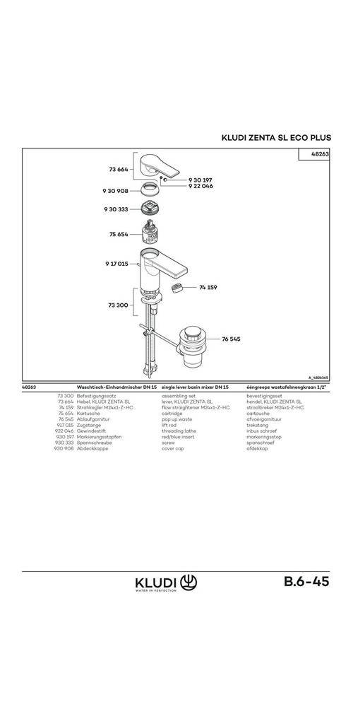 Kludi Waschtisch-Einhandmischer ZENTA SL EcoPlus m AG 75mm mattschwarz