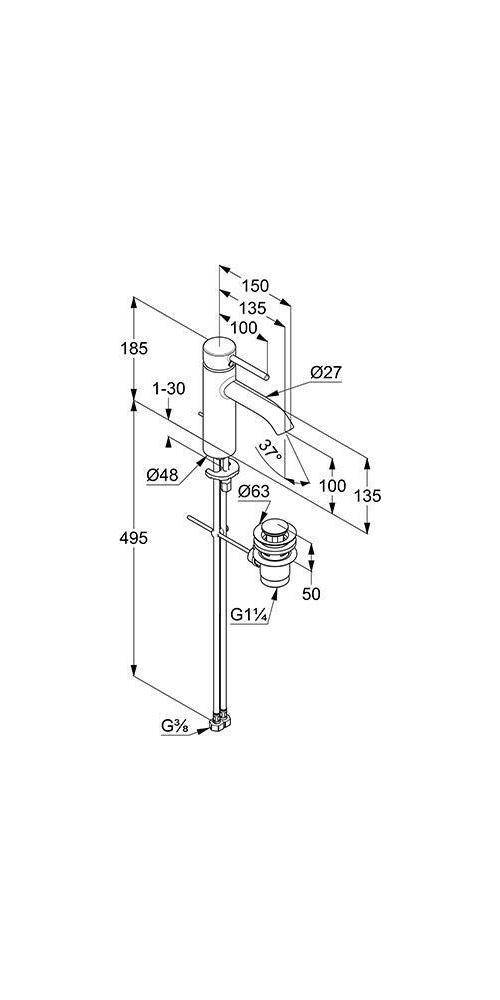 Kludi Waschtisch-Einhandmischer BOZZ EcoPlus m AG 100mm mattschwarz