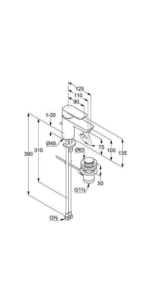 Kludi Waschtisch-EHM PURE&STYLE EcoPlus m AG 75mm mattschwarz