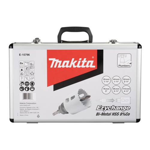 MAKITA E-15796 - EZYCHANGE Lochsägen-Set Sanitär für Bohrmaschine (HSS-BiM | 8-teilig | inkl. 2x Zentrierbohrer, Koffer)