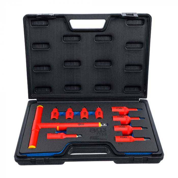 VDE-Bit-Einsatz-Satz - Antrieb Innenvierkant 10 oder 12,5 mm (1/2") - Innensechskant 4 bis 10 mm - 10-tlg.