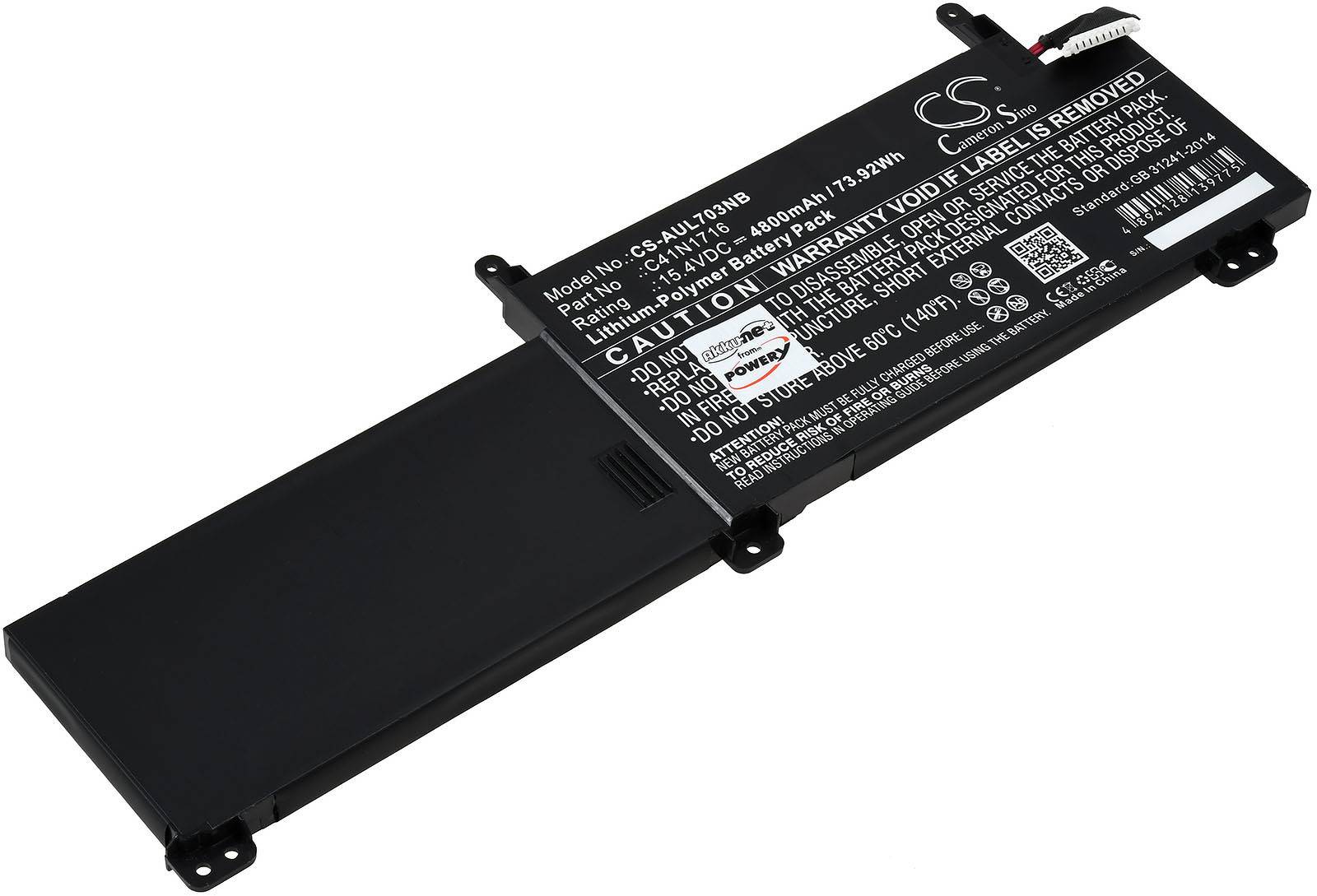 Powery Akku für Laptop Asus GL703GM-EE036T, 15,4V, Li-Polymer