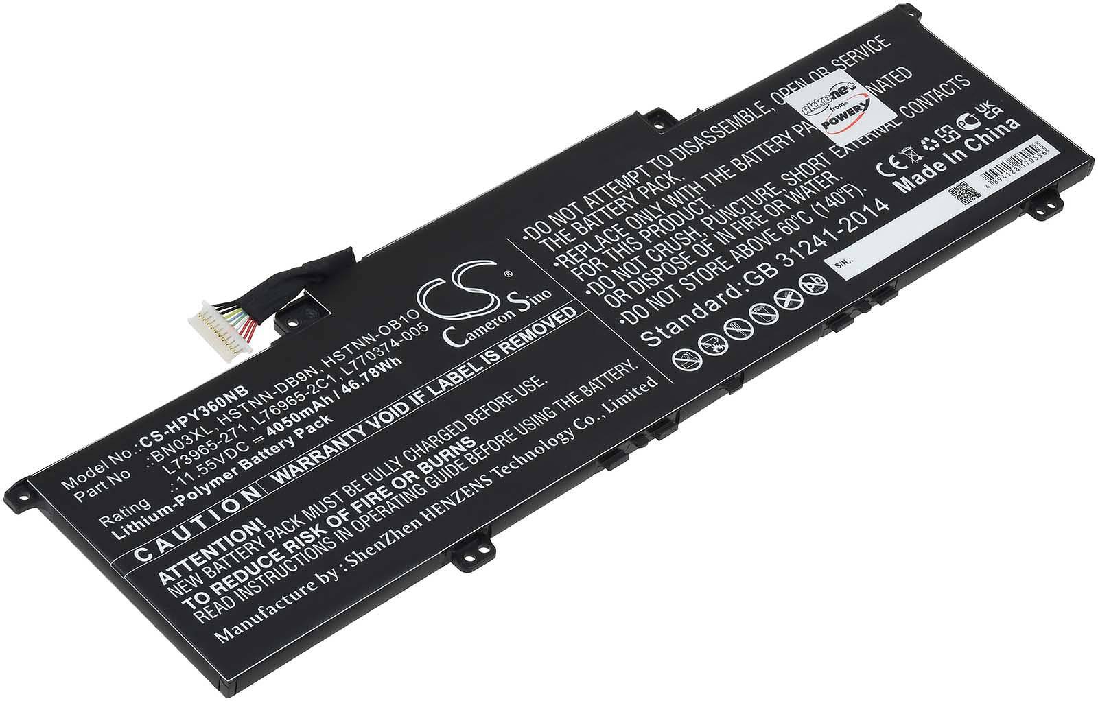 Powery Akku für Laptop HP Envy 13 13-ba0010nr, 11,55V, Li-Polymer