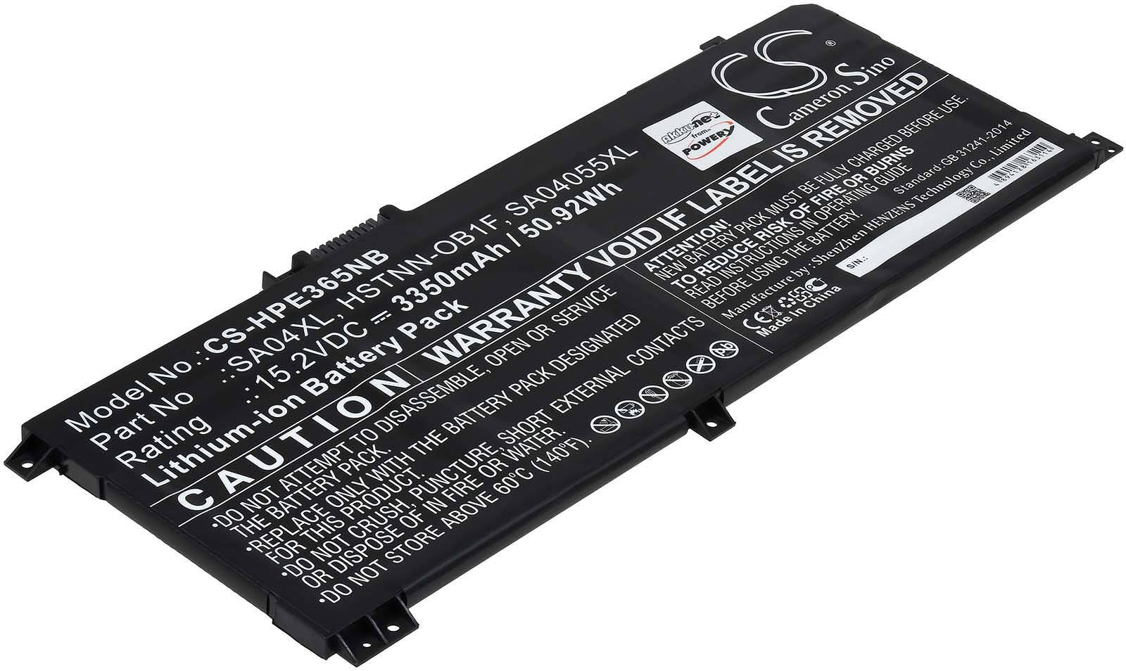 Powery Akku für Laptop HP Envy 15-DR0000, 15,2V, Li-Ion