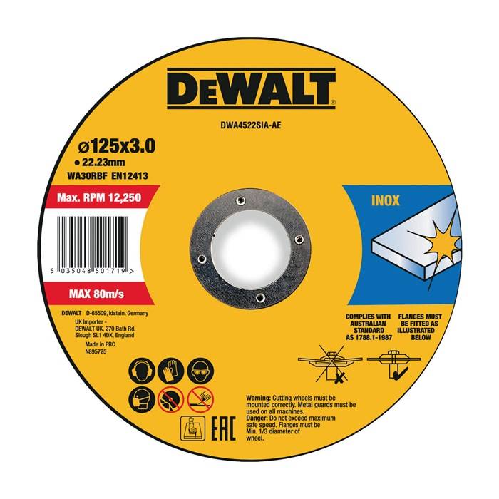Trennscheibe DWA4522SIA Abm.125x3x22,23mm Inox Typ 42 (gekröpft) DEWALT