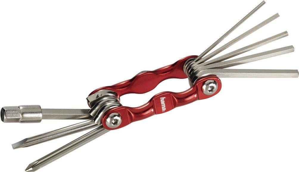 Hama 00178128 Typ: Fahrrad-Werkzeug-Set, Produktfarbe: Metallisch, Rot, Schraubenschlüssel-Typ: Sechskantschlüssel
