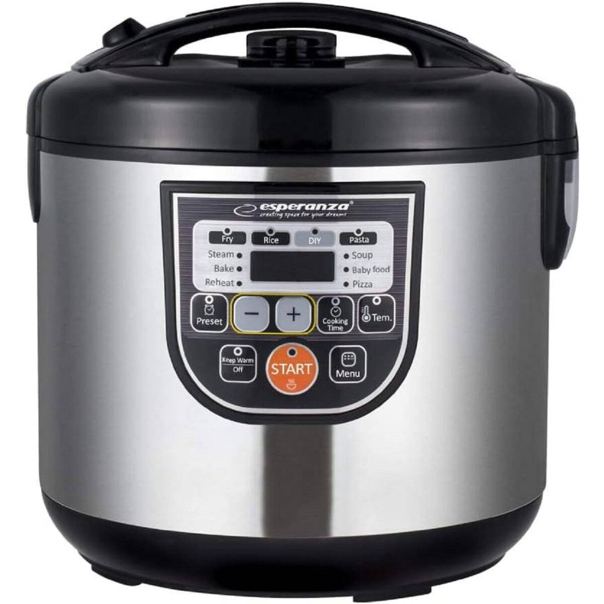 Esperanza EKG011, 5 l, 860 W, 1440 min, Schwarz, Edelstahl, Edelstahl, LCD