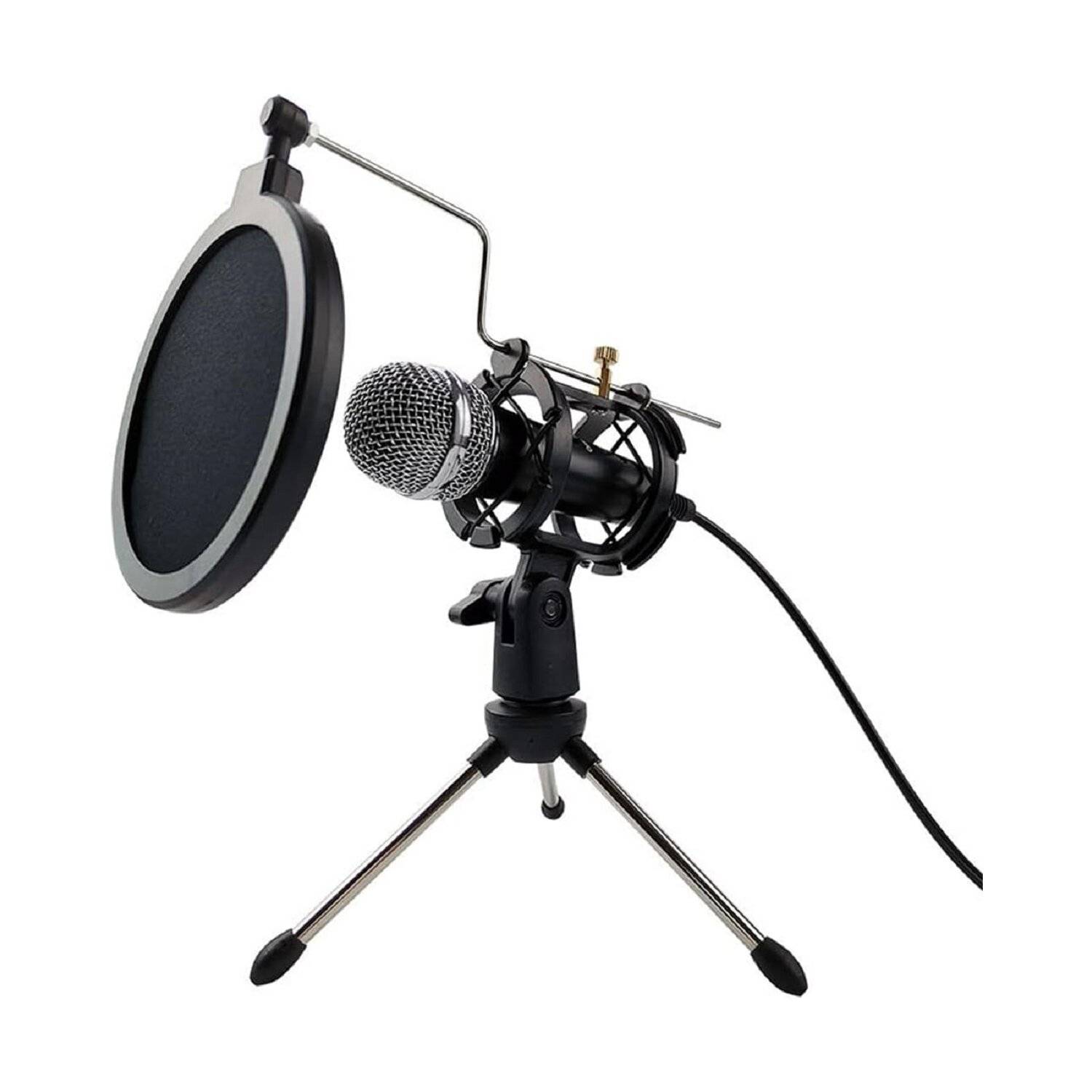 Varr Gaming Mikrofon Scenic Jack 3,5MM SCHWARZ + POP Filter + Shock Basket + STATIV + Adapter