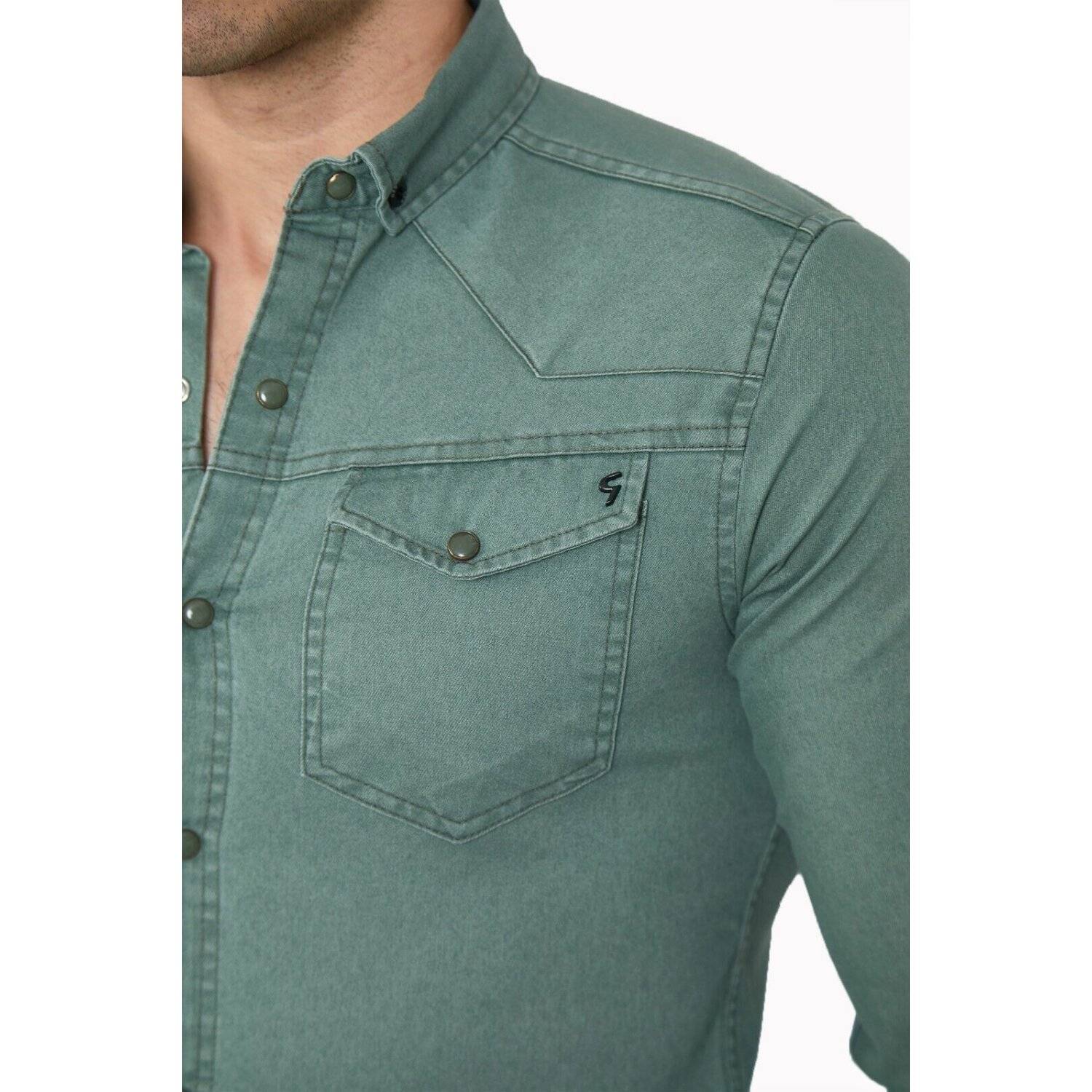 Premium Herren Hemd Basic Freizeithemd dickes Hemd Unifarben Langarm Slim-Fit 100% Baumwolle 5XL Olivengrün