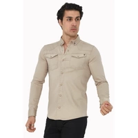 Premium Herren Hemd Basic Freizeithemd dickes Hemd Unifarben Langarm Slim-Fit 100% Baumwolle 4XL Beige Premium Herren Hemd Basic Freizeithemd dickes Hemd Unifarben Langarm Slim-Fit 100% Baumwolle 4XL Beige