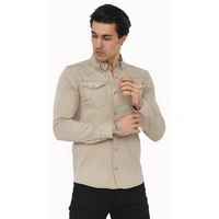 Premium Herren Hemd Basic Freizeithemd dickes Hemd Unifarben Langarm Slim-Fit 100% Baumwolle 4XL Beige Premium Herren Hemd Basic Freizeithemd dickes Hemd Unifarben Langarm Slim-Fit 100% Baumwolle 4XL Beige