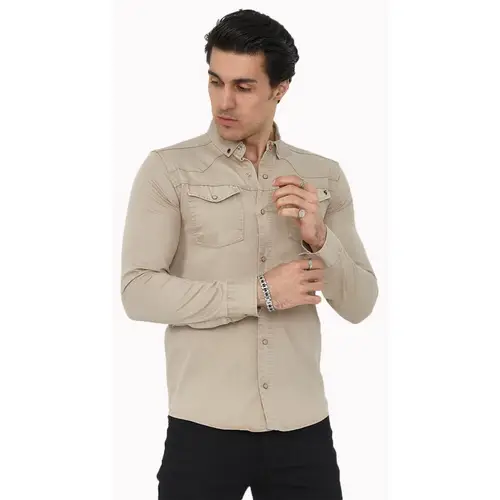 Premium Herren Hemd Basic Freizeithemd dickes Hemd Unifarben Langarm Slim-Fit 100% Baumwolle 4XL Beige Premium Herren Hemd Basic Freizeithemd dickes Hemd Unifarben Langarm Slim-Fit 100% Baumwolle 4XL Beige