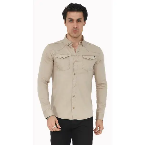 Premium Herren Hemd Basic Freizeithemd dickes Hemd Unifarben Langarm Slim-Fit 100% Baumwolle 4XL Beige Premium Herren Hemd Basic Freizeithemd dickes Hemd Unifarben Langarm Slim-Fit 100% Baumwolle 4XL Beige