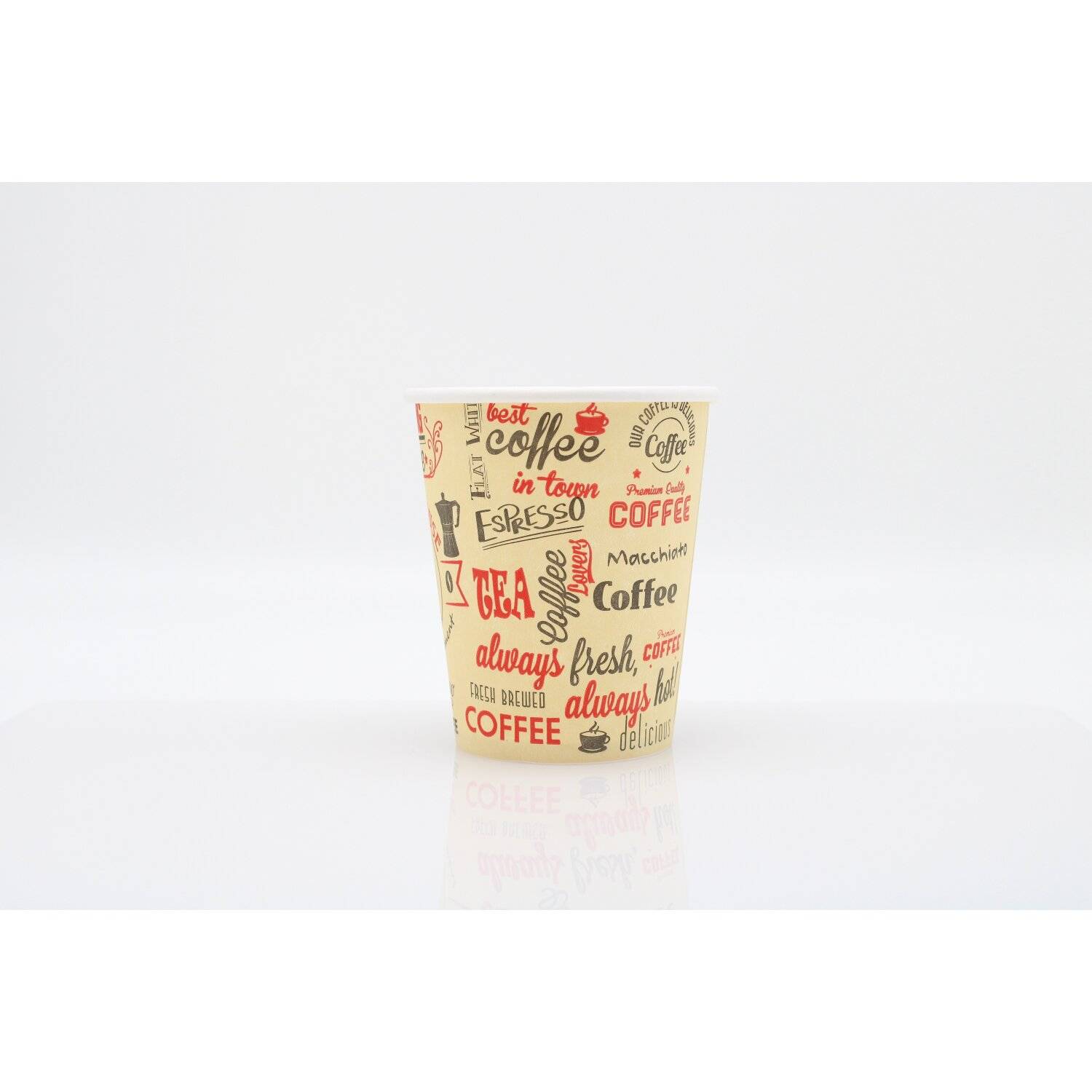 1000x Kaffeebecher Morning Coffee Papierbecher PE beschichtet 8 oz / 200ml Beige