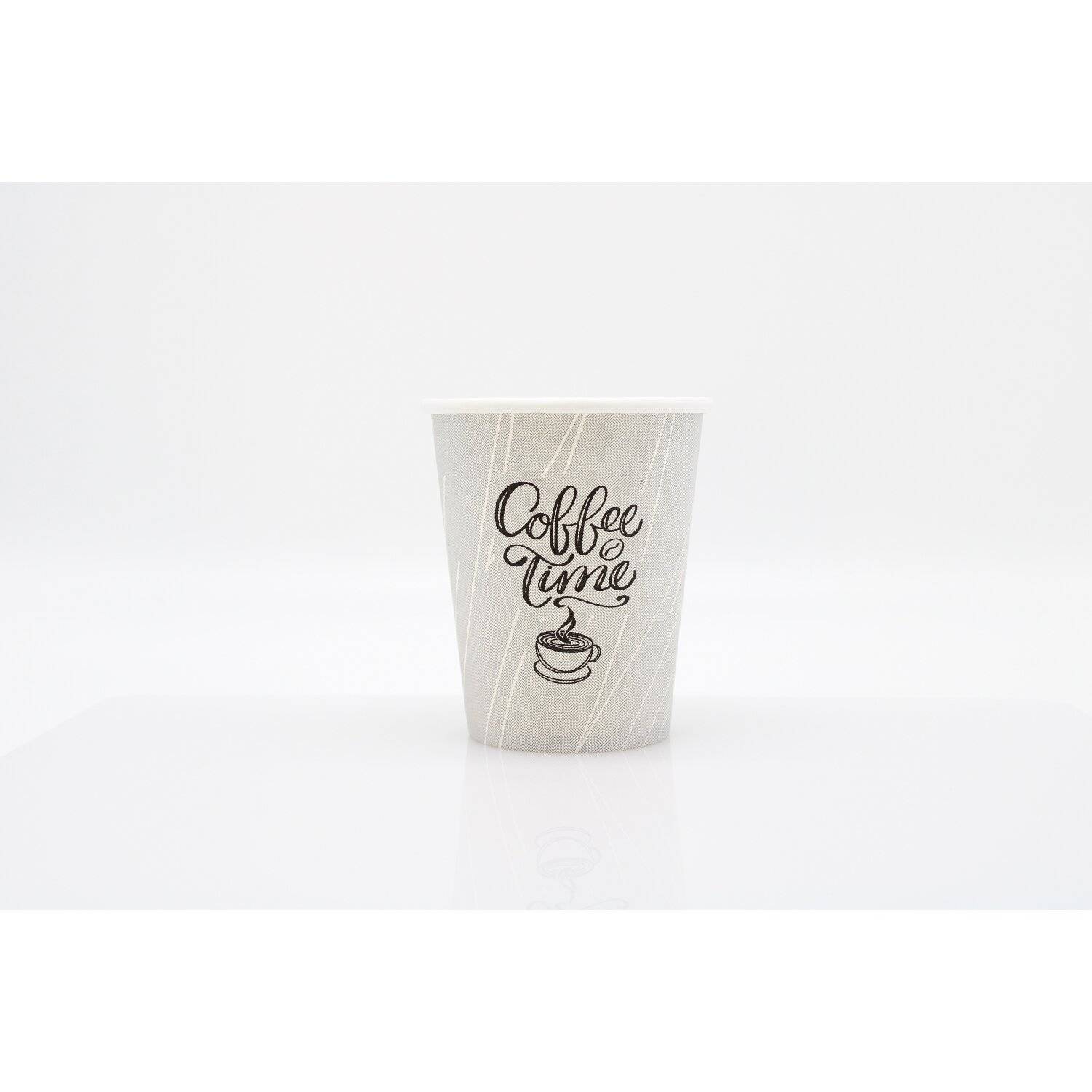 200x Kaffeebecher Coffee Time Papierbecher PE beschichtet 8 oz / 200ml Grau