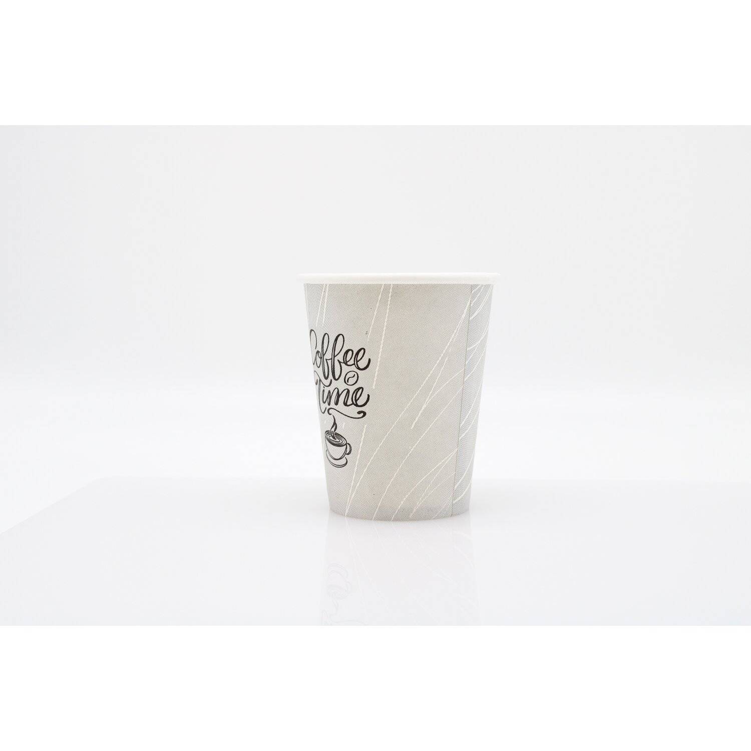 500x Kaffeebecher Coffee Time Papierbecher PE beschichtet 8 oz / 200ml Grau