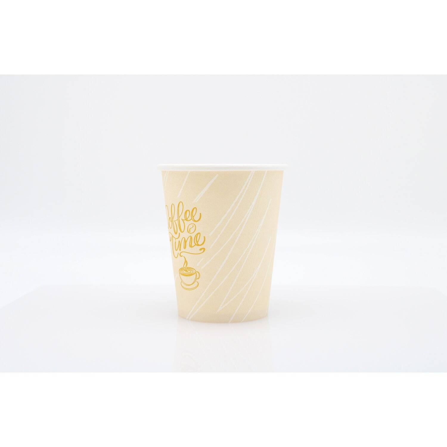 100x Kaffeebecher Coffee Time Papierbecher PE beschichtet 8 oz / 200ml Gelb