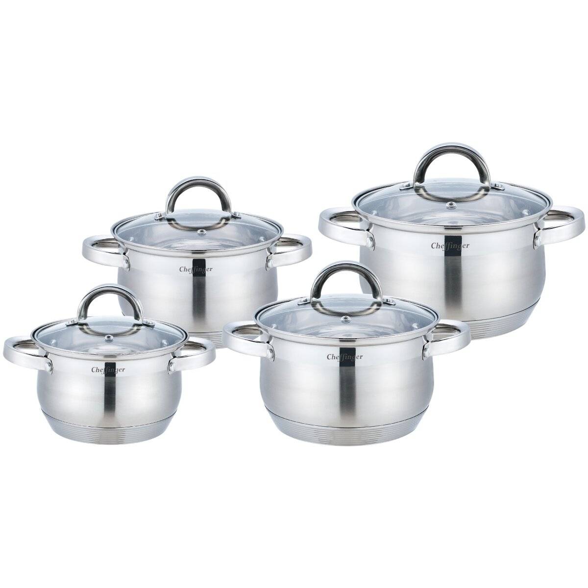 8 tlg Edelstahl Kochgeschirr Induktion Kochtopf Topfset Deckel Topf 16/18/20/24cm