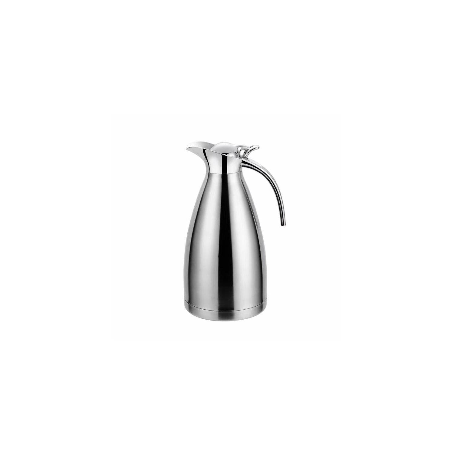 Thermoskanne 2L Isolierkanne Teekanne Thermosflasche Kaffeekanne Silber