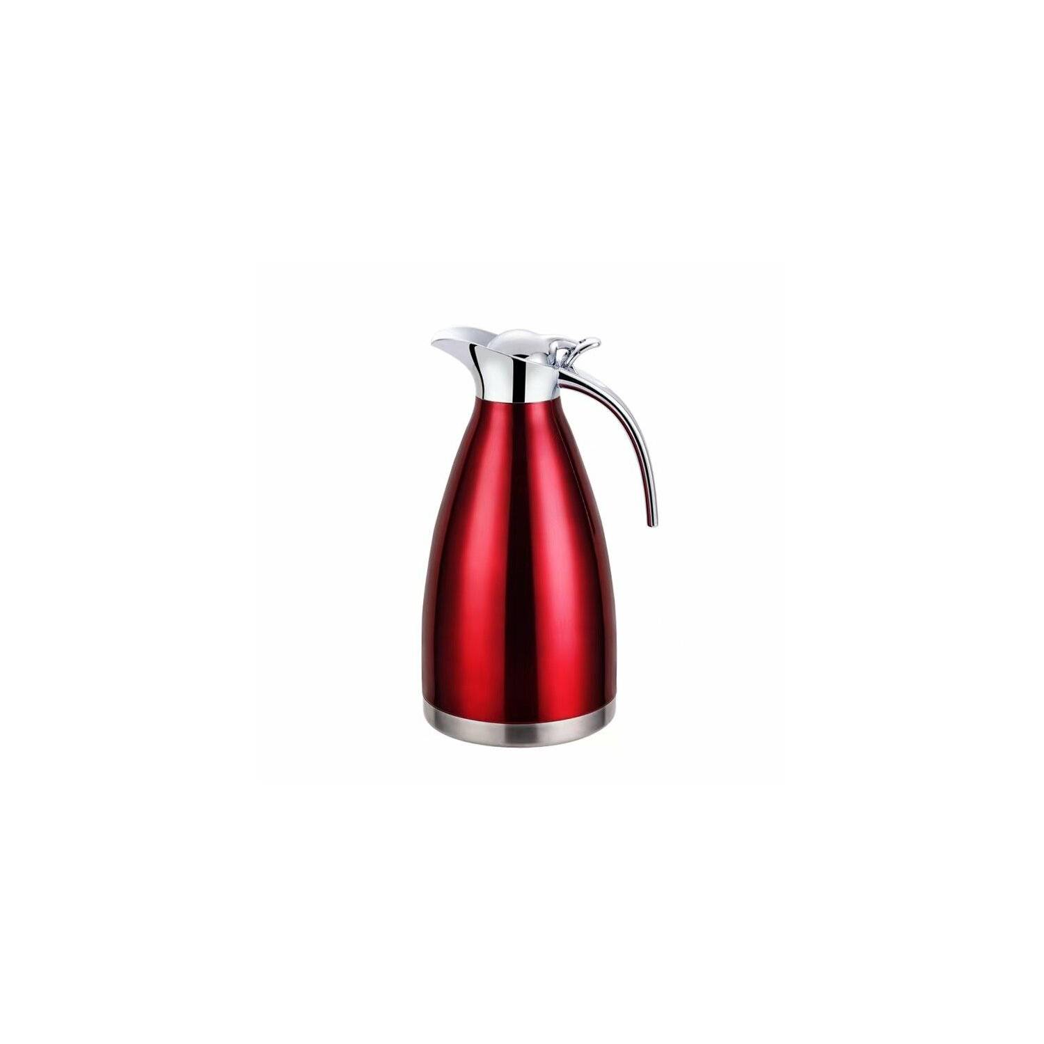 Thermoskanne 2L Isolierkanne Teekanne Thermosflasche Kaffeekanne Rot