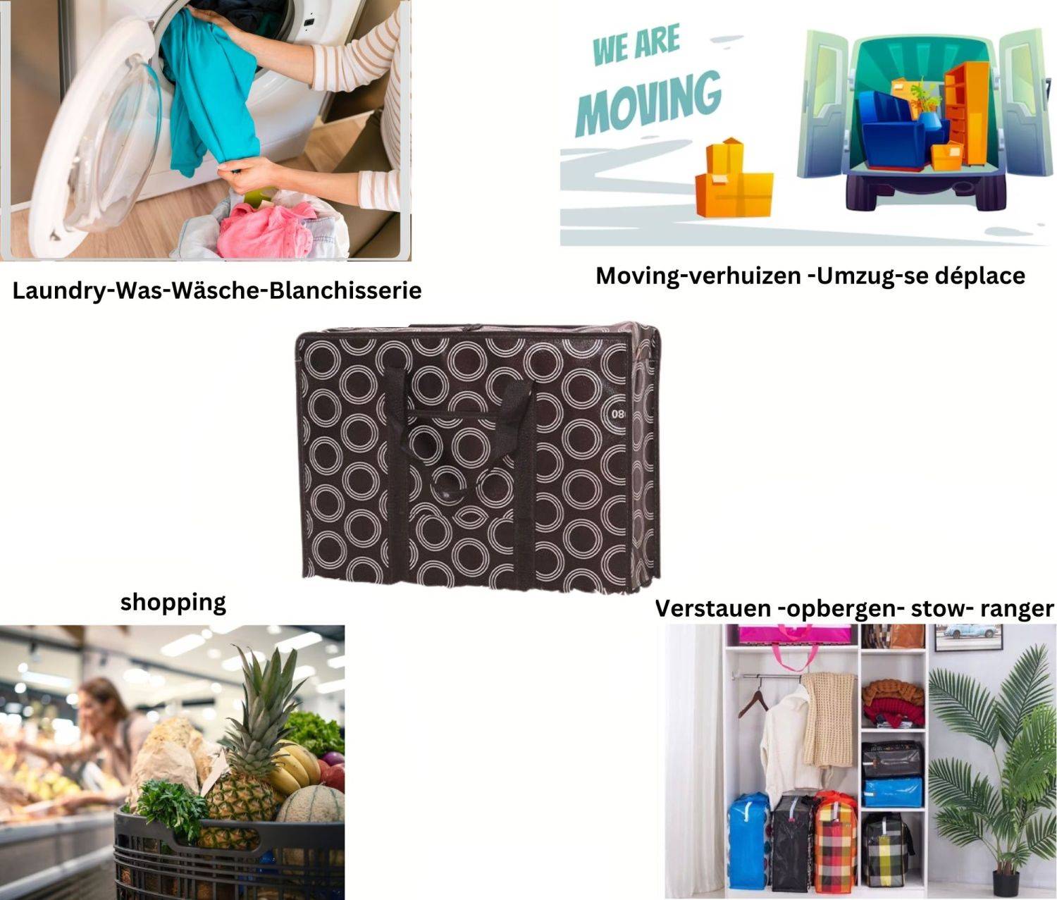 Umzug Taschen Tragtasche 90x60x30cm Belastbar Transport Aufbewahrung Wasserdicht Tasche Allzwecktasche Einkauftasche