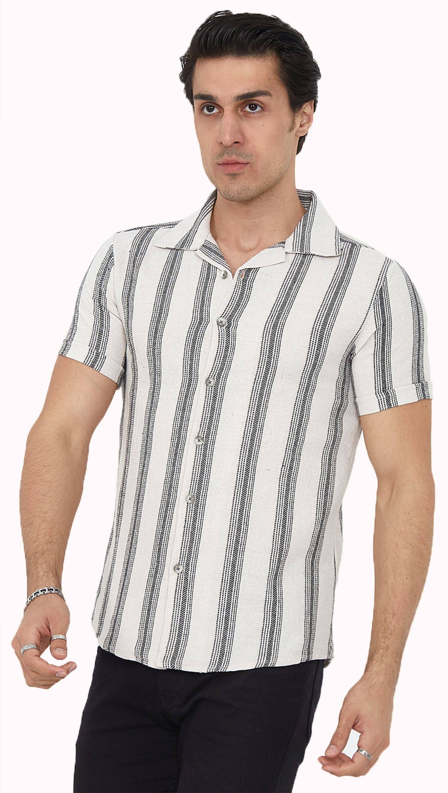 Megaman Herren Freizeit-Hemd Stretch Langarm Hemden | Schwarz | Large